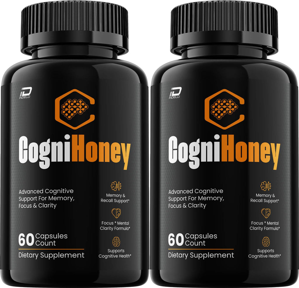 CogniHoney Capsules – Cogni Honey Pills Advanced Formula Natural Blend Focus Memory Support and Reviews - 2 Pack - 120 Capsules