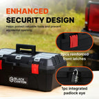 Black Canyon Tool Box - 19 Inch Plastic Dual-Layer Design, 44 lbs Load Capacity Portable Tool Box, Ergonomic Handle, Stackable & Top-Lid Storage, Perfect for DIY, Workshop & Job Site Organization