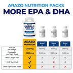Arazo Nutrition Wild Caught Omega-3 Fish Oil Concentrate – 4,080mg per Serving – High EPA 1200mg & DHA 900mg – 60 Burpless Lemon Softgels