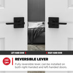 Kwikset Casey Interior Privacy Door Handle with Lock 4 Pack, Door Lever for Bathroom and Bedroom, Matte Black Reversible Keyless Turn Lock, with Microban Protection