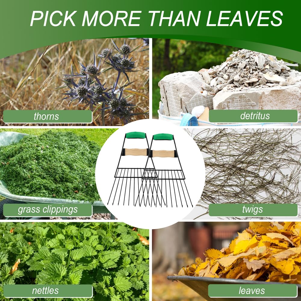 Altdorff Steel Leaf Scoops, Hand Rakes for Picking Up Leaves, Sturdy Garden Large Leaf Grabber Leaf Rake for Picking up Leaves, Collect Garbage and More