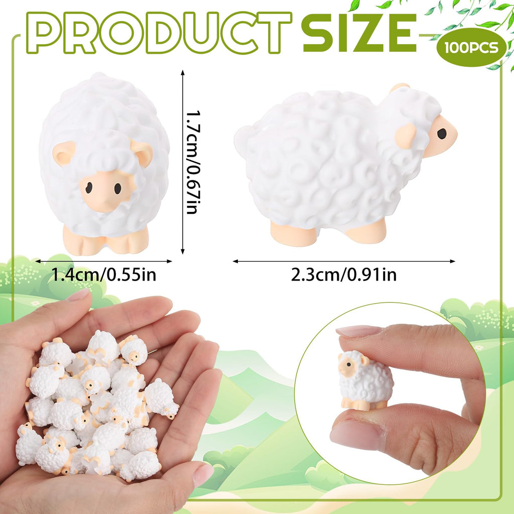 Guiqulai 100pcs Mini Resin Sheep Figurines Garden Decor Ornaments（White）