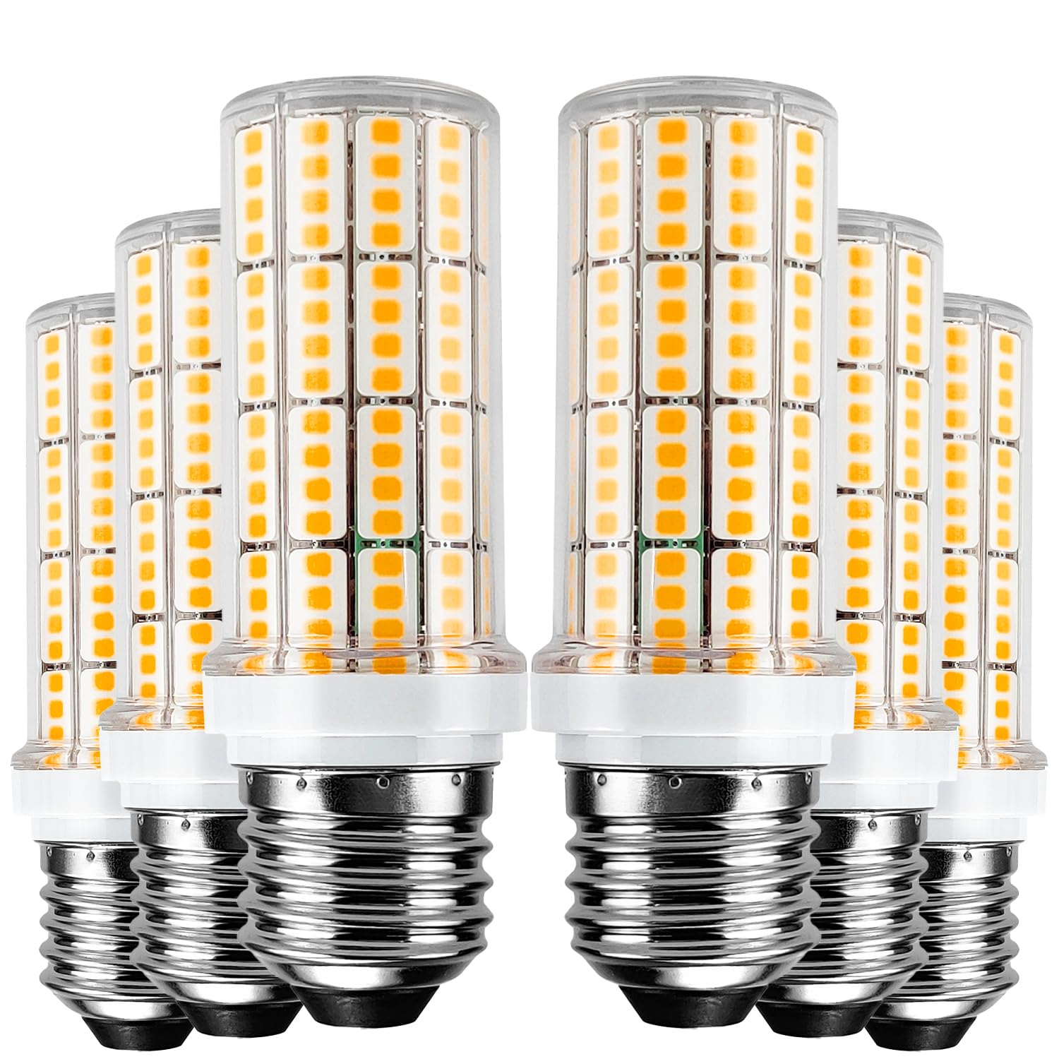 6 pcs Led Corn Light Bulb, 200w Equivalent 2500 Lumen 3000k Cool Daylight White 20w Non-dimmable Super Bright Led Bulb E26/E27 Base Led Light Bulbs for Home Garage Warehouse Indoor Outdoor Light Bulb