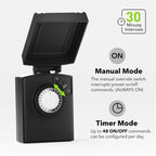 BN-LINK Outdoor 24-Hour Mechanical Timer Outlet, 2 Grounded Outlets, 2 Pack