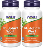NOW Supplements, St. John's Wort (Hypericum perforatum) 300 mg, Standardized Extract, 100 Veg Capsules (Pack of 2)