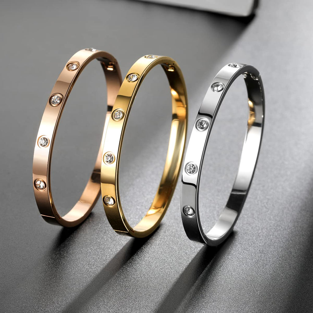 RIMRIVA Gold Bracelets for Women Love Bangle Bracelet Friendship