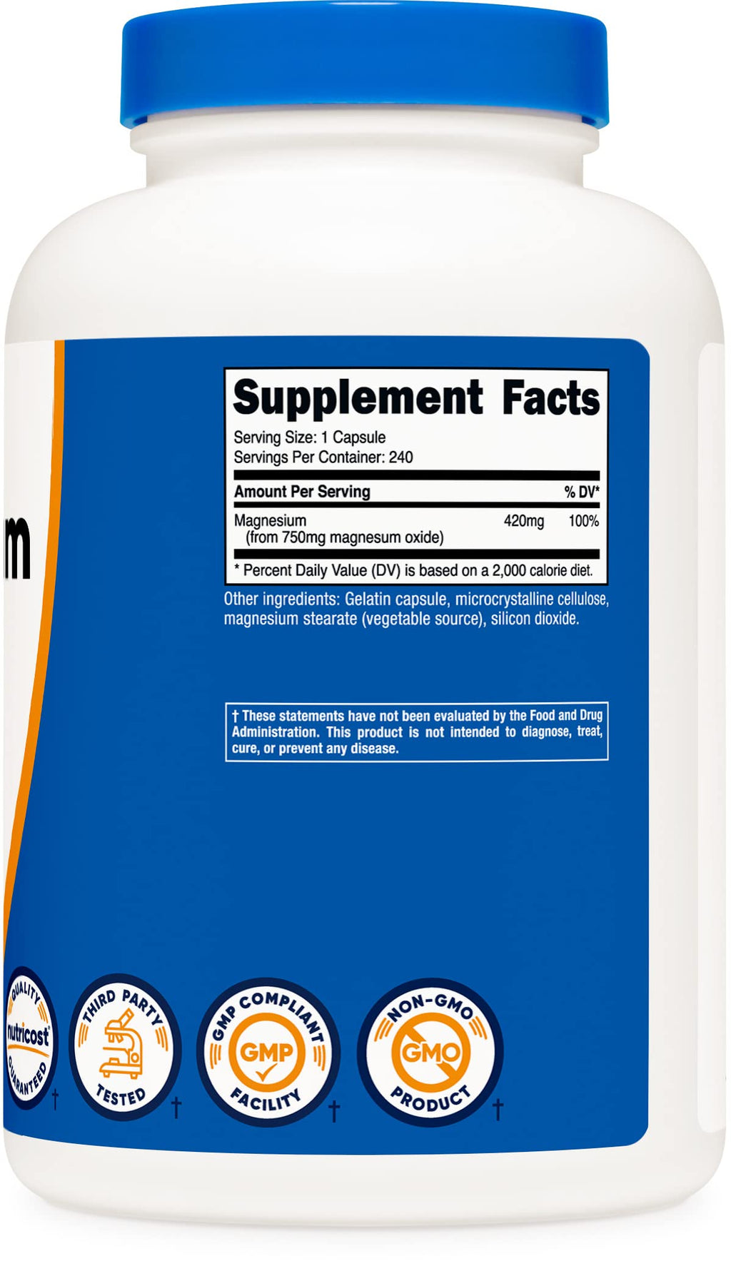 Nutricost Magnesium Oxide 750mg, 240 Capsules (3 Bottles)