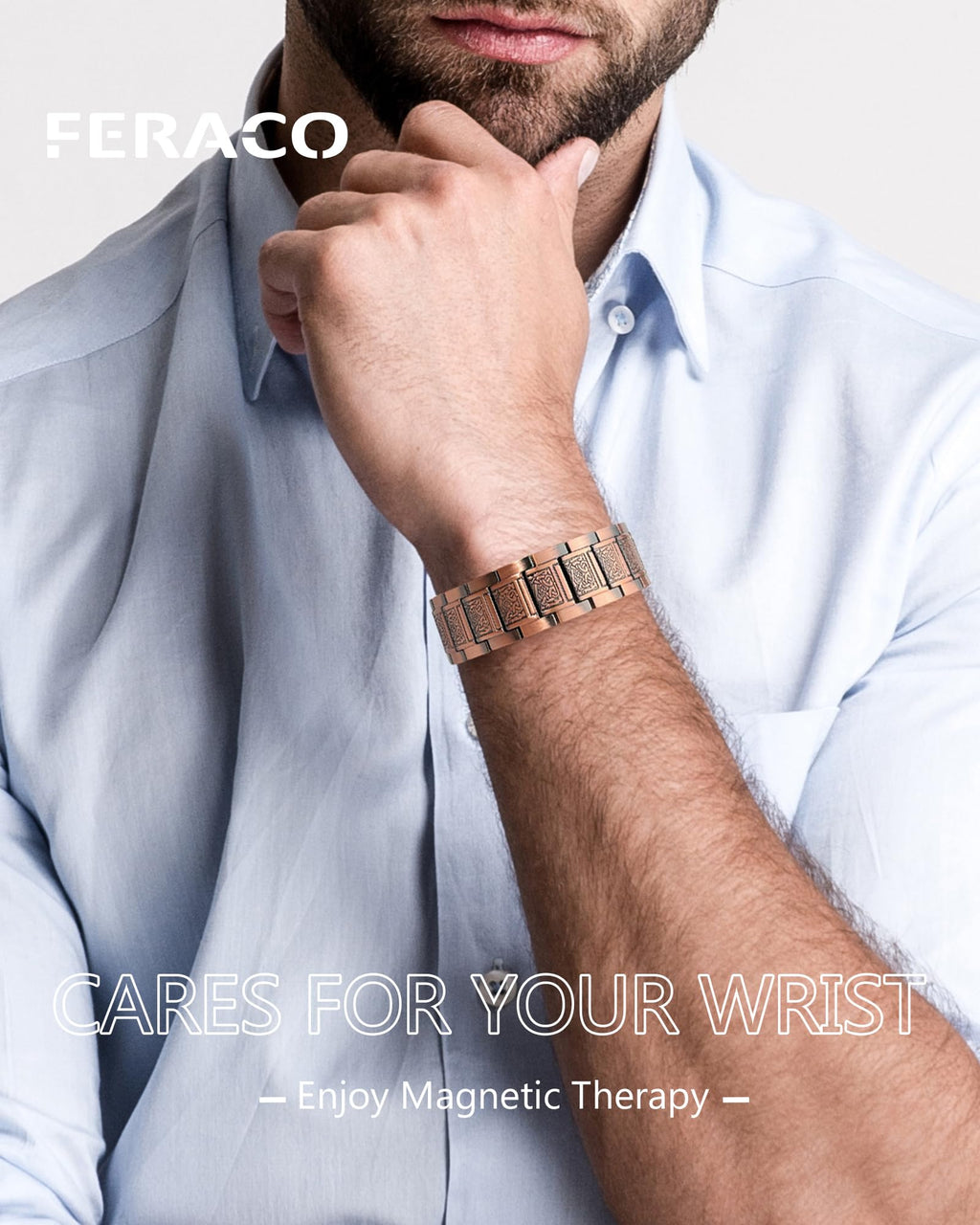 Feraco Copper Bracelet for Men Magnetic Therapy Bracelet Jewelry