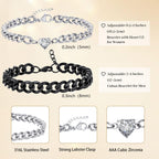 GLEZZA Matching Bracelets for Couple, Cuban Chain Gifts for Anniversary