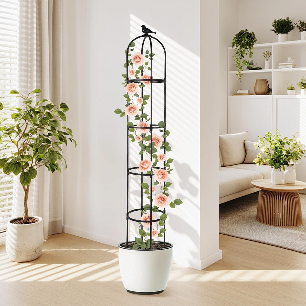Yotoworth Garden Obelisk Trellis, 6.3 ft Tall, Black, 1PC