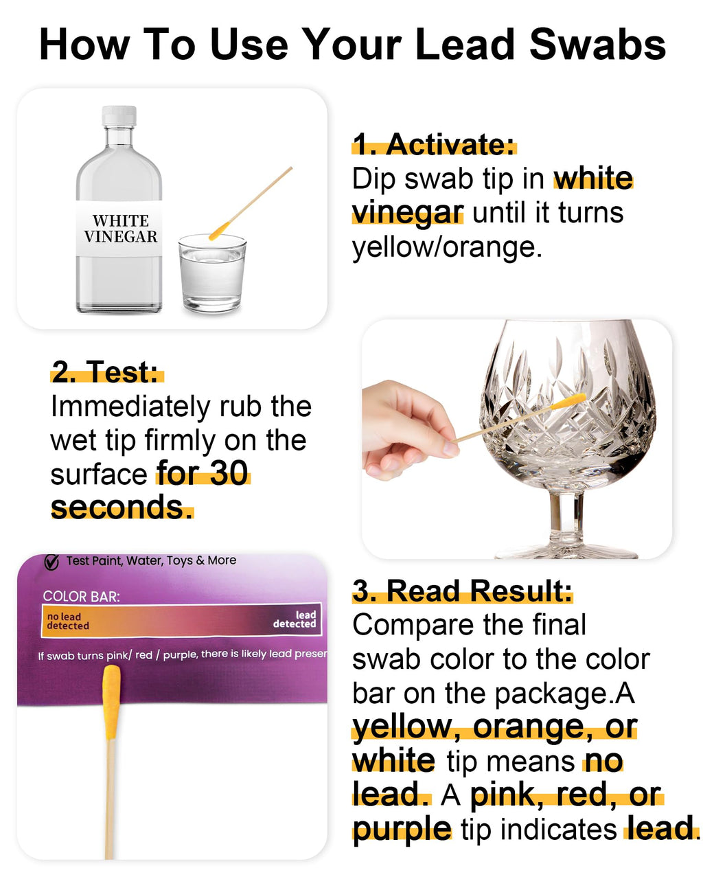 Avelis 30-Count Lead Test Kit for Dishes, Lead Test Swabs for Ceramics