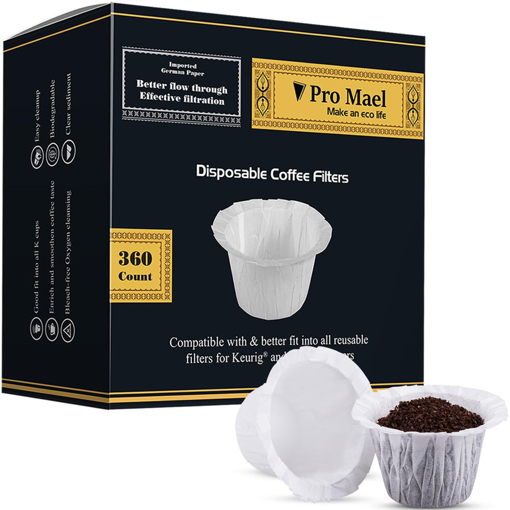 Pro Mael 360 Disposable K Cup Paper Filters for Keurig 1.0&2.0, White