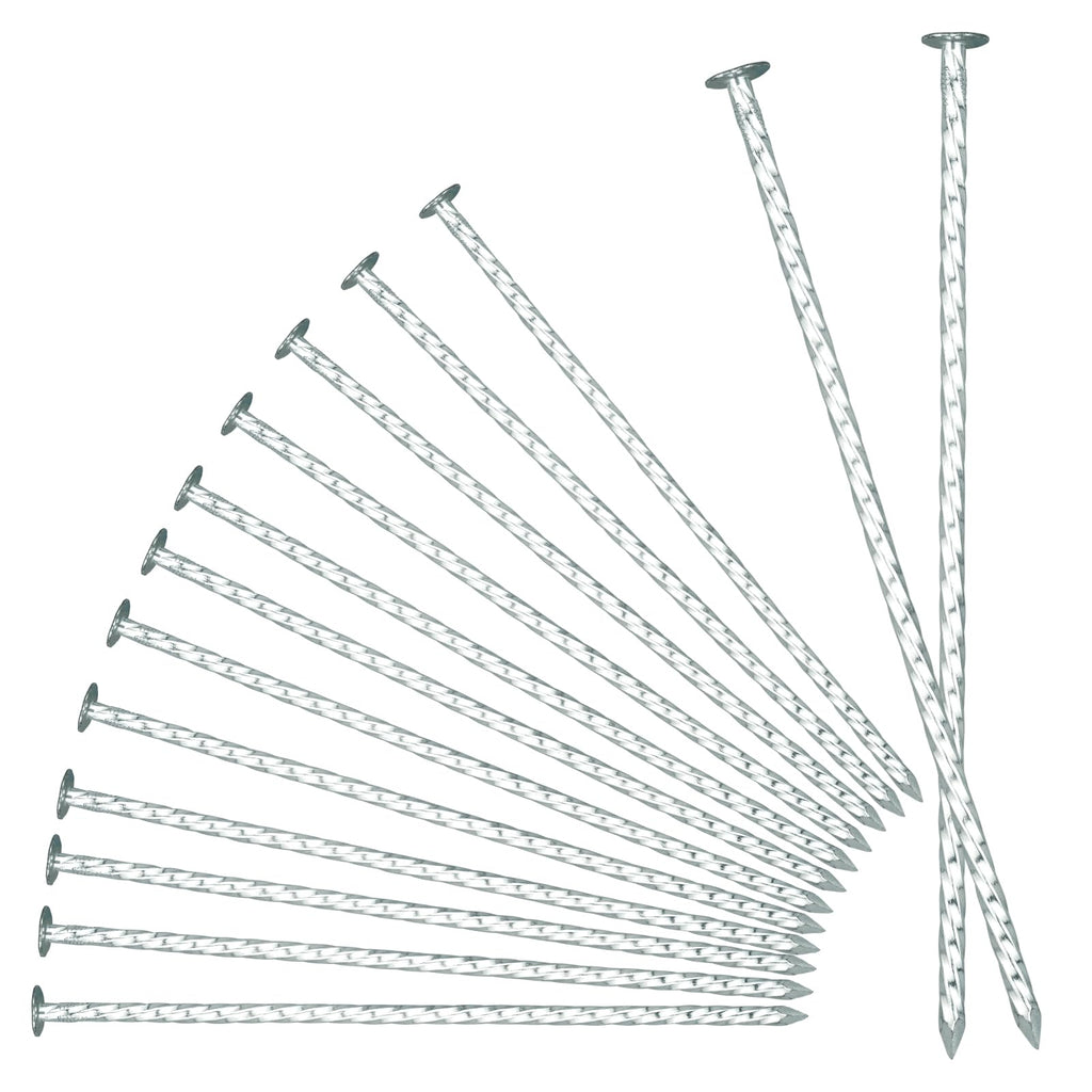 JPOIP 8" Heavy Duty Spiral Landscape Spikes - Solid Galvanized Metal Garden Stakes for Fixing Paver Edging, Weed Barriers, Artificial Turf, Tent and More (100 Pack)
