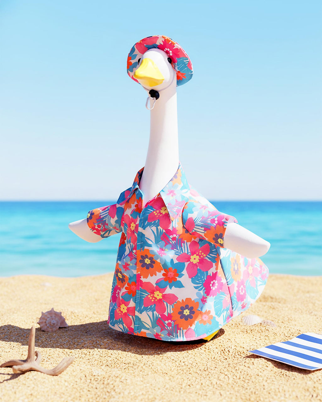 cyzucle 23 Inch Porch Goose Summer Outfit,Hawaiian Porch Goose Clothes for Cement Concrete Yard Porch Geese Statue, Outdoor Goose Decor