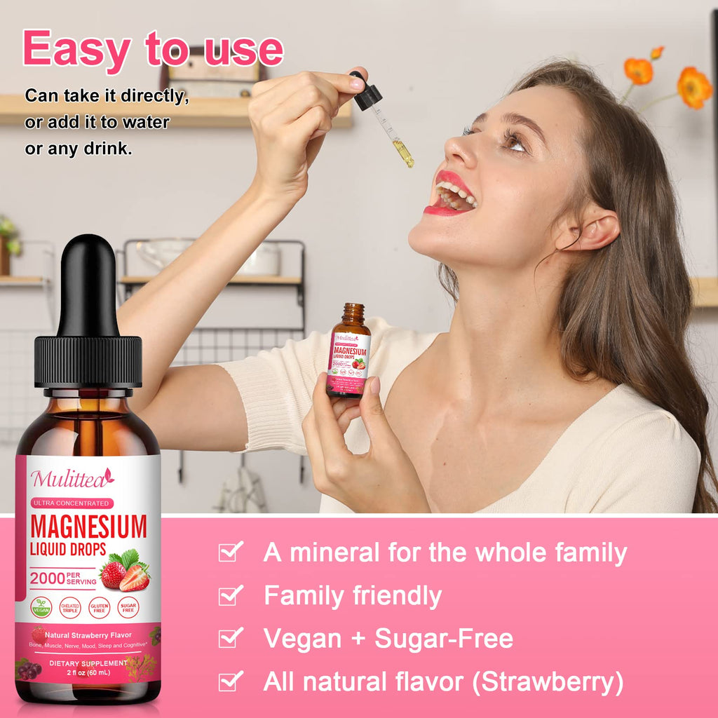 Magnesium Glycinate Liquid, High Potency Magnesium Glycinate, Citrate, Sugar Free Vegan Non-GMO Complex Supplement Promotes Nerv,Relaxation,Muscle,Sleep Support*