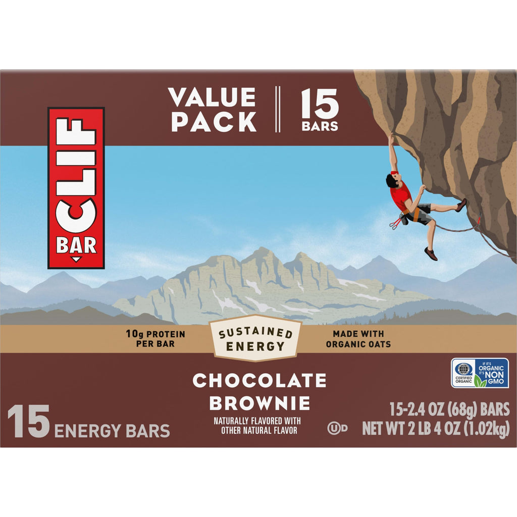 CLIF BAR Protein Energy Bars, Chocolate Brownie, 15ct