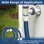 2 Pack 2026 Upgrade EVA Pool Hose with 40mm Hose to 1 1/2 Inch Inlet/Outlet Adapter Conversions for Above Ground Pools 6ft Long Swimming Pools Replacement Filter Hoses for Pool Pumps(Blue)