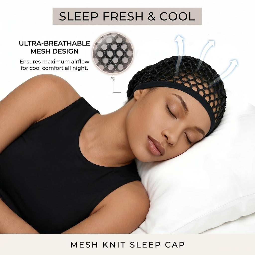 2 Pcs Premium Mesh Hair Net for Sleeping - Ultra-Wide Soft Band, Breathable Crochet Hair Wrap for Silk Press, Shower, Wig