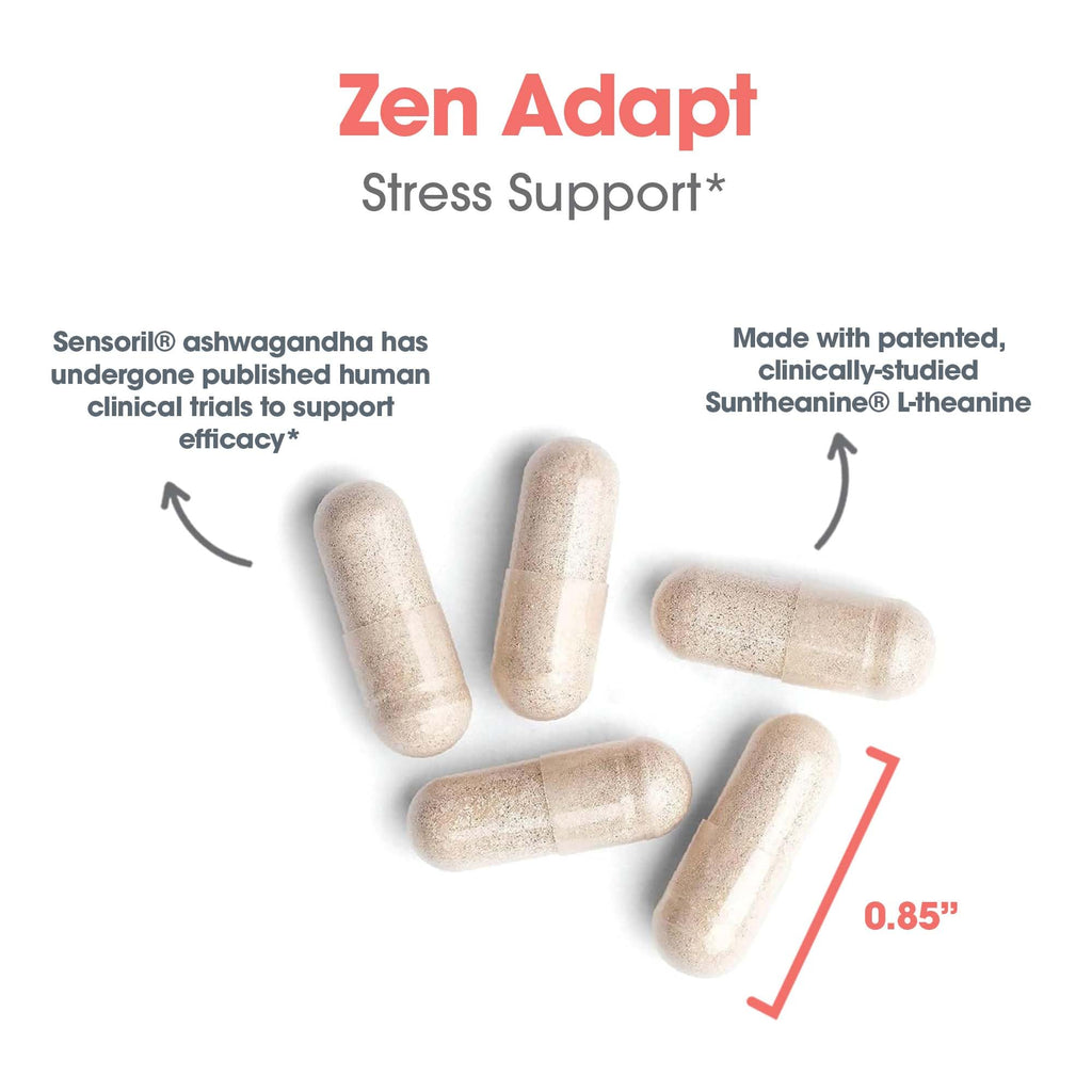 Allergy Research Group Zen Adapt - 200 mg L-Theanine, 125 mg Ashwagandha & 550 mg GABA - Supports Stress Response and Calmness - Vegetarian Capsules - Hypoallergenic Formula - 30 Servings - 60 Count