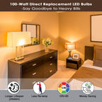Yochoice 12-Pack A19 LED Light Bulbs, 100 Watt Equivalent LED Bulbs, 2700K Warm White, No Flicker E26 Edison Medium Screw Base Bulbs, 1100Lumens, Non Dimmable