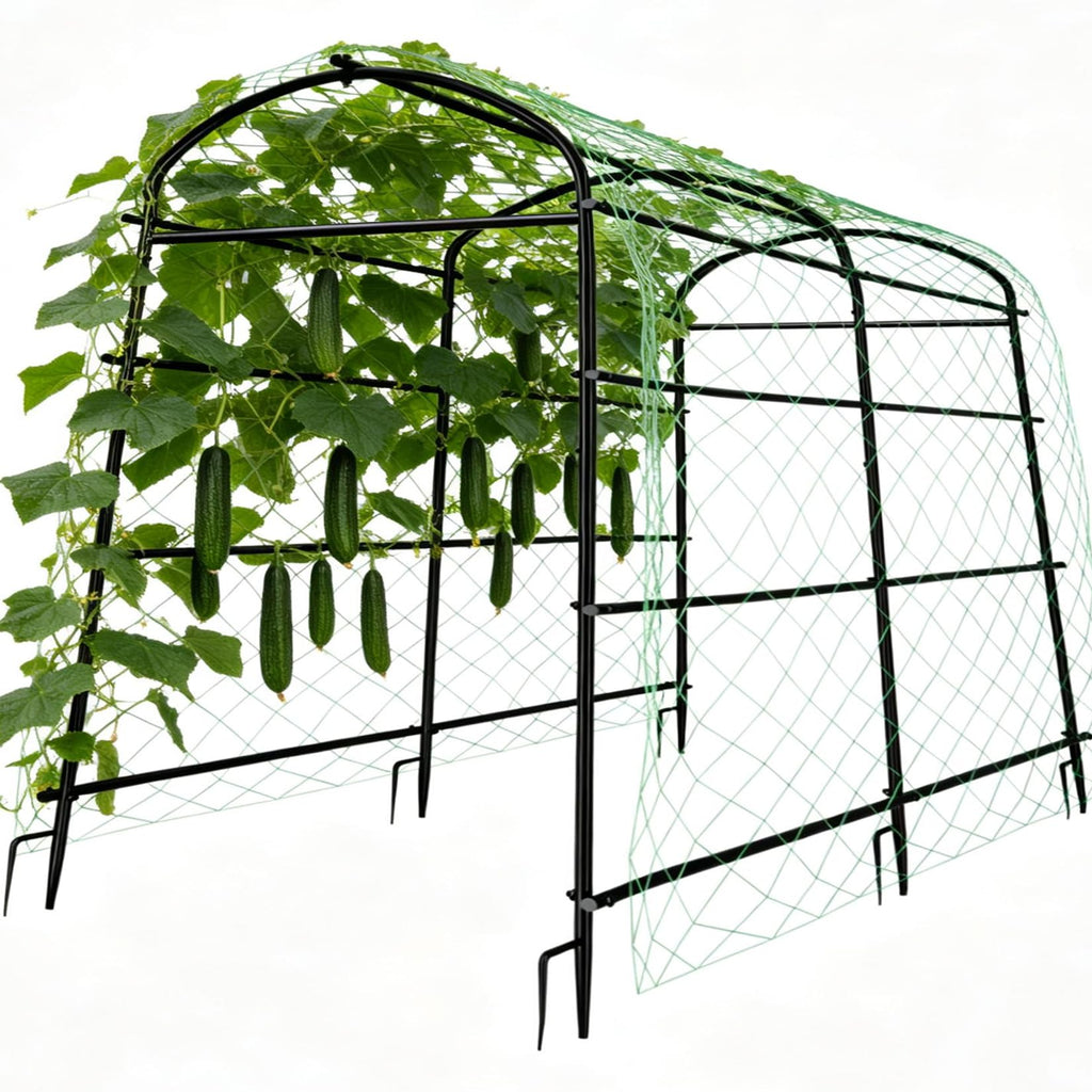 unho 87inch Garden Trellis Arch: for Climbing Plants with Net Metal