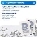 Dry & Dry 5 Gram [240 Packets] Silica Gel Packets, Desiccants - Rechargeable Fabric Silica Gel Packs, Silica Gel, Silica Packets, Desiccant Packs for Storage