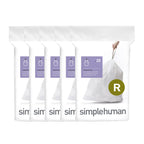 simplehuman Code R 100 Count Custom Fit Liners, Drawstring Kitchen Trash Bags, One-by-One Mess-Free Dispense, Extra Thick & Double Seamed, 50% PCR Plastic, 9-10 Liter / 2.6 Gallon, White