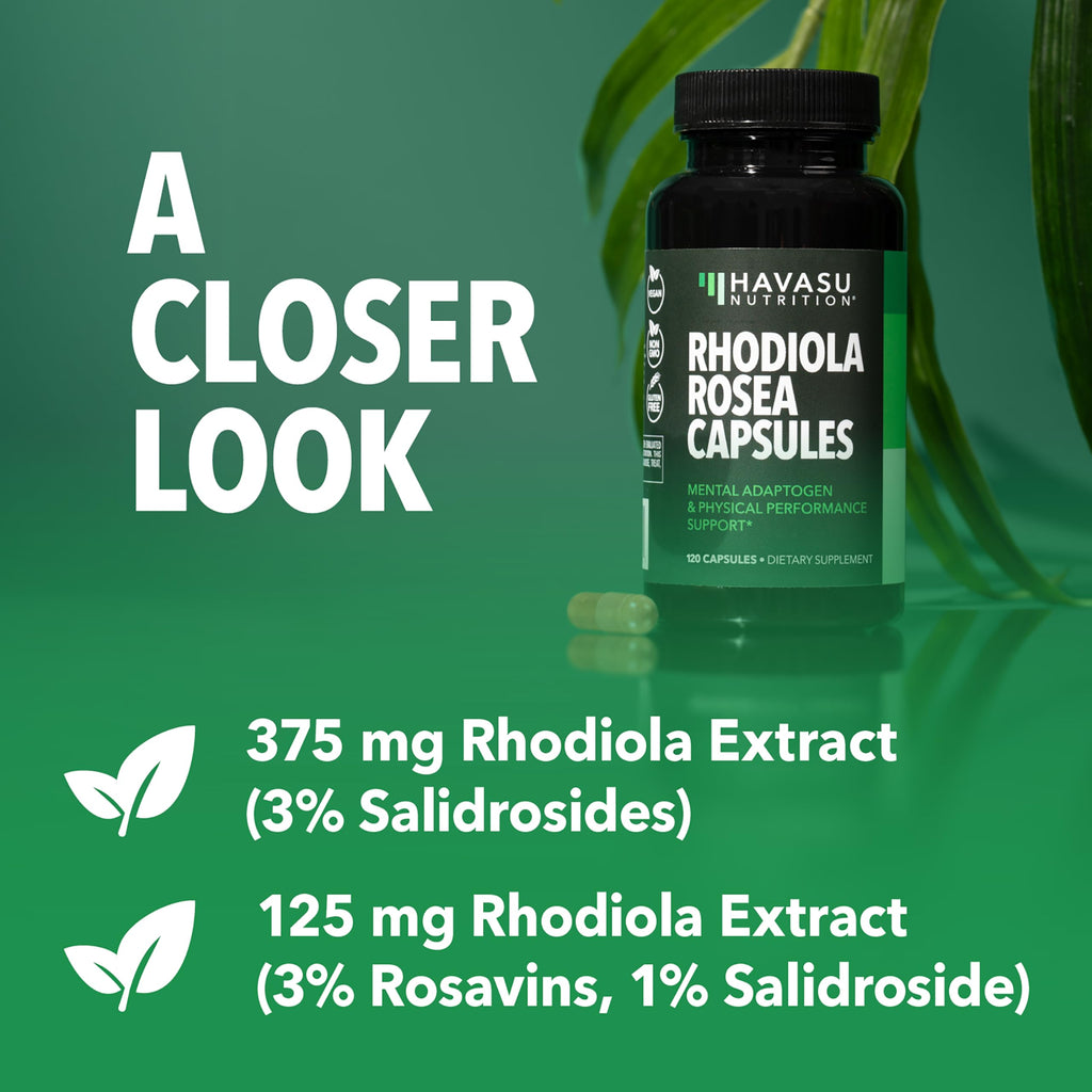 Rhodiola Rosea Capsules, 120 Count, Mental & Physical Performance Support