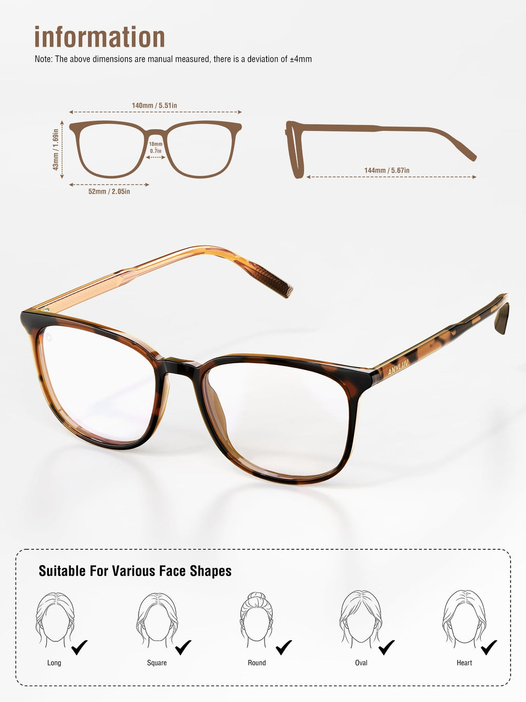 ANYLUV Blue Light Glasses for Woman Men, Womens Blue Light Blocking Glasses Computer Glasses Anti Eyestrain