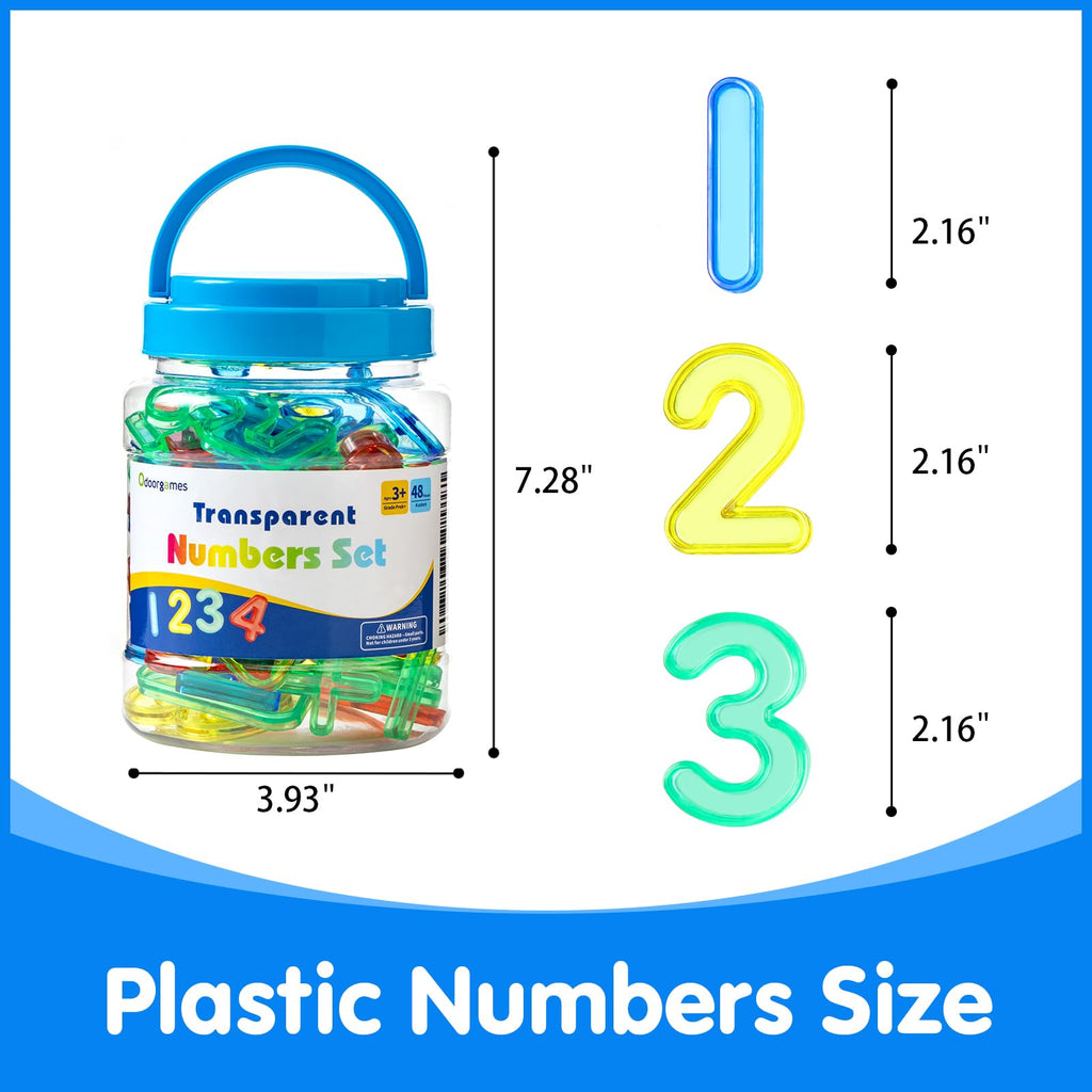 Odoorgames 48 Pcs Translucent Numbers – Light Table Toys, Manipulatives and Accessories for Enhanced Learning & Fun