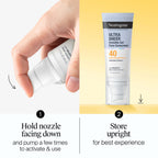 Neutrogena Ultra Sheer Invisible Gel Face Sunscreen SPF 40, Facial Sunscreen & Moisturizer, Vitamin E, Matte Finish, Makeup Primer, Travel Size, 80 Minutes Water-Resistant, 1.7 oz