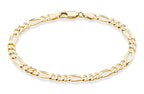 Miabella 18K Gold Plated Sterling Silver Italian 5mm Diamond-Cut Figaro Chain Bracelet for Women Men, 925 Made in Italy (Length 8 Inches)