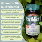 EarthFirst Organic Once Daily Multivitamin for Women 50+, Supports Bone Strength, Energy, and Heart Health, 30 Count