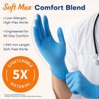 Supmedic Soft Max Medical Nitrile Exam Gloves Powder-Free Blue 100 Pcs (L)