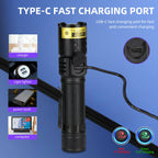 DARKBEAM UV Flashlight Black Light LED 395 NM, Ultraviolet Flashlights, Rechargeable USB-C Woods Lamp, Water Resistant Focusable, for Leak Detection and Curing UV Resin