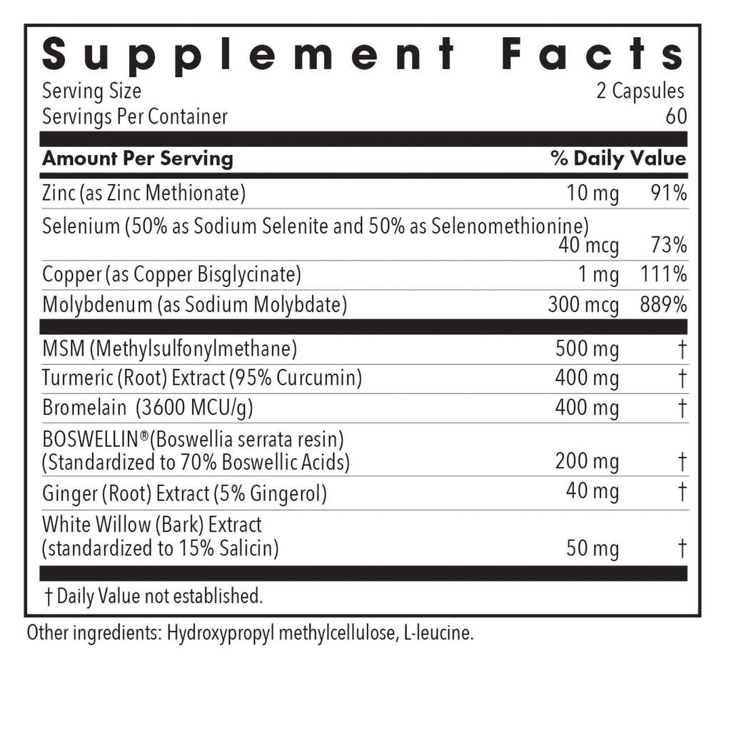 Allergy Research Group InflaMed - Connective Tissue & Joint Support Supplement - Synergistic Herbal & Enzyme Complex - Includes MSM, Turmeric, Boswellia & Bromelain - 60 Servings - 120 Capsules