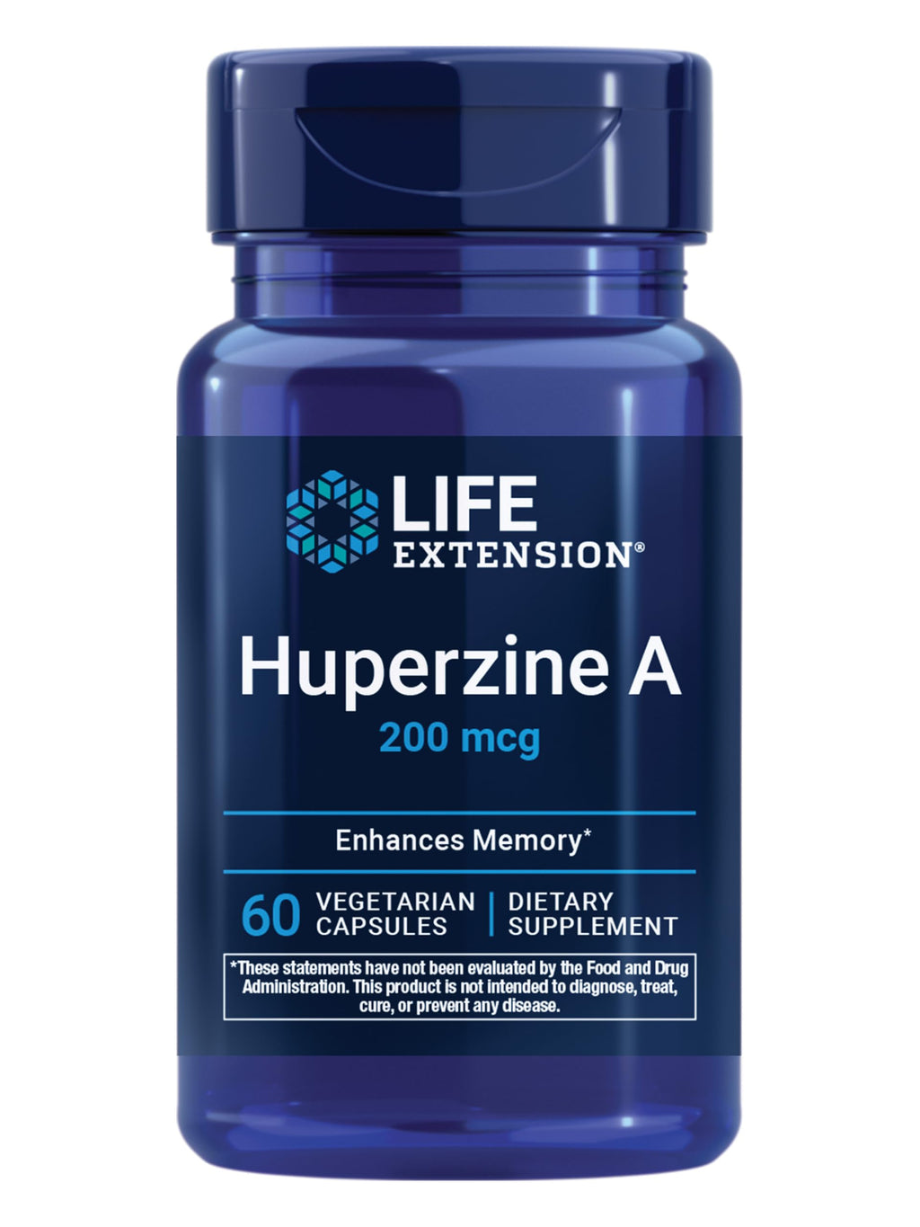 Life Extension Huperzine A, Memory Health, Cognitive Health, Chinese Club Moss Extract, Gluten-Free, Non-GMO, Vegetarian, 60 Capsules