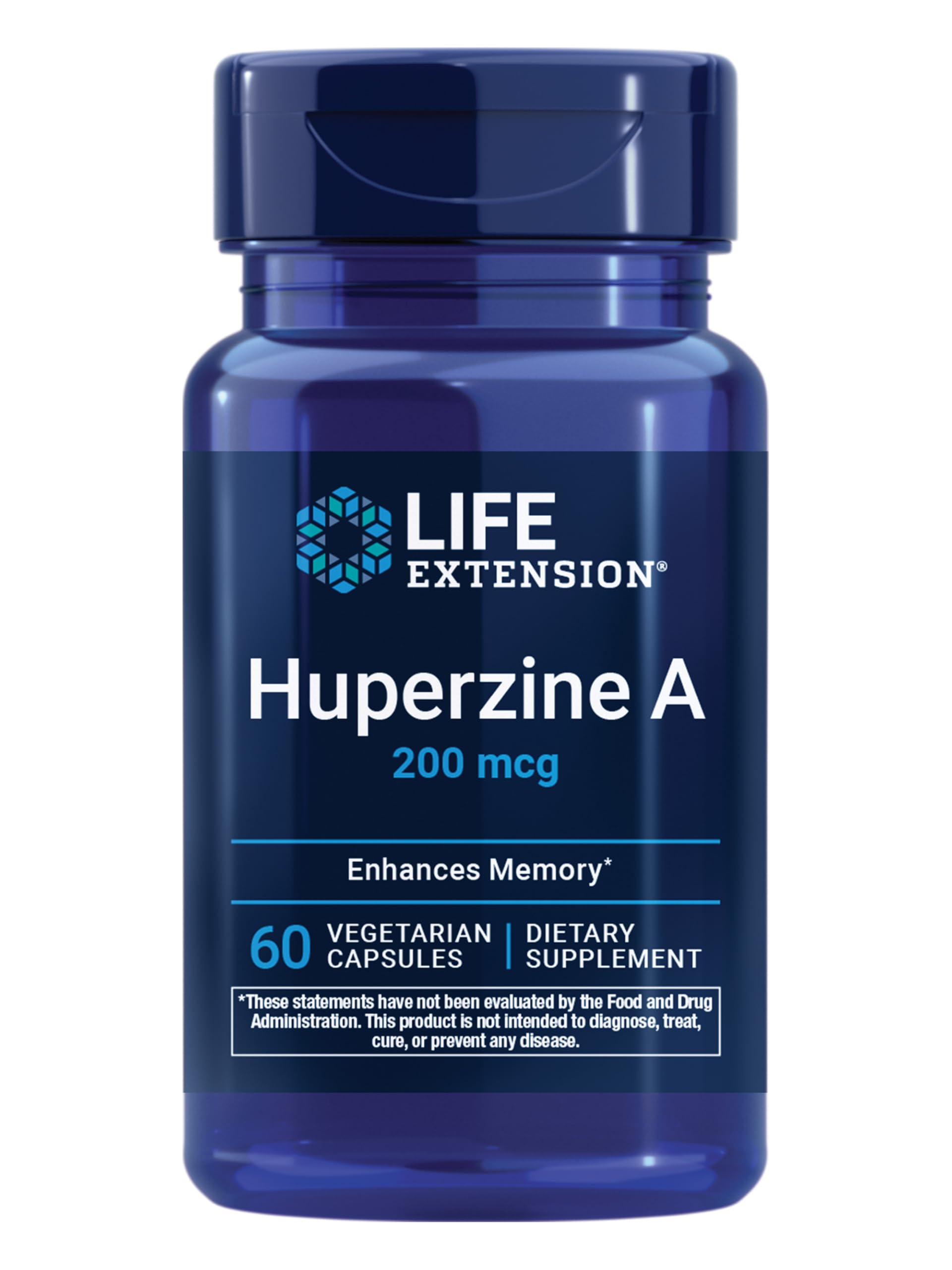 Life Extension Huperzine A, Memory Health, Cognitive Health, Chinese Club Moss Extract, Gluten-Free, Non-GMO, Vegetarian, 60 Capsules
