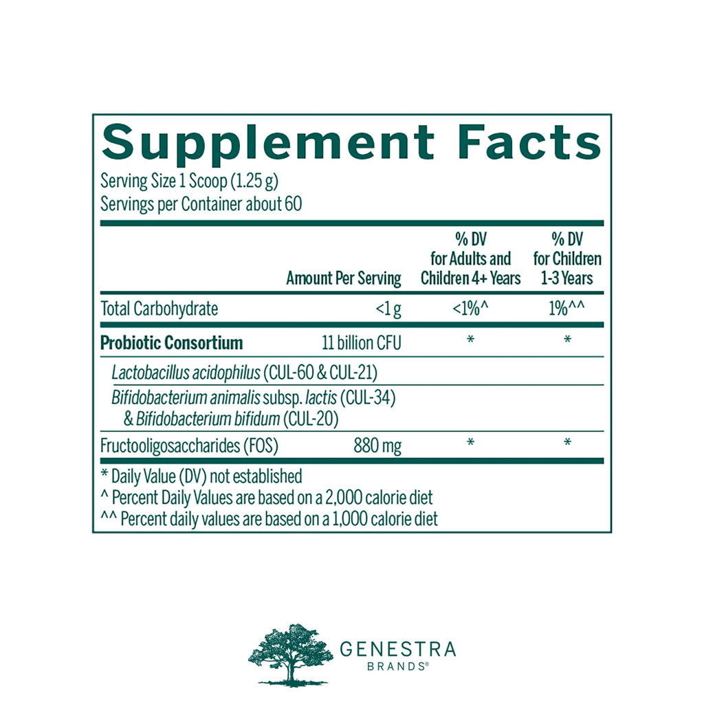 Genestra Brands HMF Powder | Four Strains of Probiotics to Promote GI Health | 2.6 Ounces