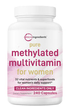 Micro Ingredients Pure Methylated Multivitamin for Women, 240 Capsules | 32-in-1 Formula with Vitamin B, C, D + Iron, Methylfolate & More | Supports Women 's Daily Wellness | Filler Free, Non-GMO