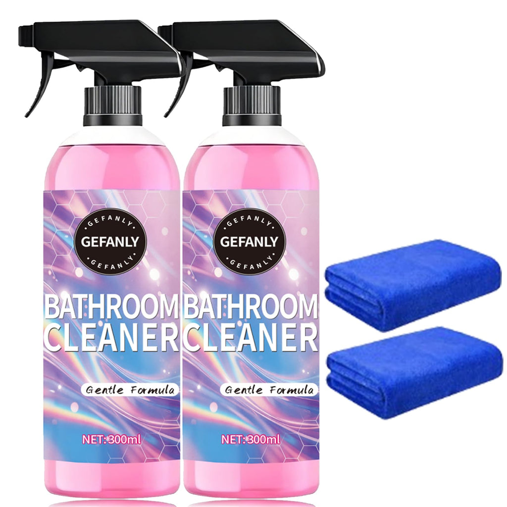 Gefanly Bathroom Cleaner, Gefanly Powerful Pink Bathroom Cleaner Spray, Heavy Duty All Purpose Bathrooms Descaler Foam Cleaners, Gentle Formula, for Tub Floor Tile,Showers,Bathtubs, Glass Surfaces
