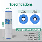 TOREAD CS200 Pool Filter Replaces Jandy CS200, PJANCS200, Ultral-B9, R0462400, Unicel C-8418, Filbur FC-0823, 200 Sq. Ft Pool Filter Cartridge 1 Pack