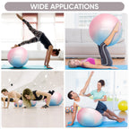 APEXUP Yoga Ball Exercise Ball, Heavy Duty Gym Ball for Fitness, Balance, Core Workout, Physical Therapy (S (15"~18") 45cm, Blue Pink)
