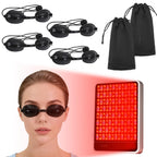 4 PCS Red Light Therapy Glasses, Half - clear Eyes Protection for Tanning Bed Goggles, Safety Glasses for Sunbathing & Laser Beauty Treatment, Black Wearing length adjustable Protective Goggles