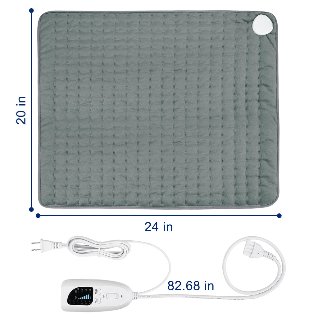 24"X20" Electric Heating pad with 6 Heat Settings, Auto Shut Off, Dark Gray Dry Electric Heating for Back Neck Knee Arms Legs Shoulder Heat Pads for Christmas Birthday Father's Day Mother's Day