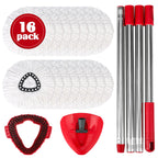 Spin Mop Replacement Set for O-Ceda EasyWring 1-Tank System, 16 Microfiber Spin Mops Refills,1 Scrubber Head,1 Triangle Spin Base,and(31-63in) Adjustable Handle Set Combo