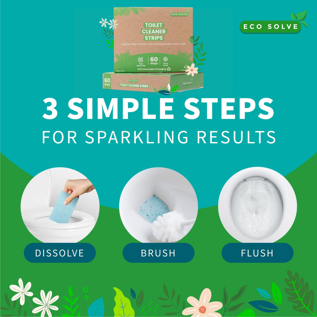 Toilet Bowl Cleaner Strips, Eco-friendly, Non-toxic, Septic Safe, Removes Odors & Stains, Plastic-free, Natural Toilet Bowl Cleaner for Quick and Easy Cleaning, Toilet Fresheners (180 count)