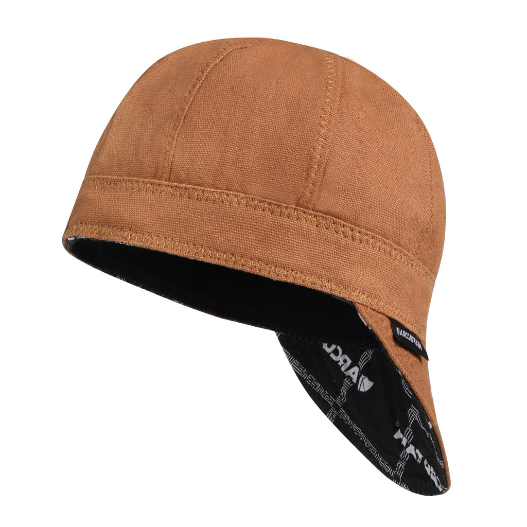 ARCCAPTAIN Reversible Welding Cap, 8 Panel Protective Welders Cap, 10 oz Fireproof Cotton Comforts for Safety and Protection While Welding to Men Women, Khaki, 7 5/8