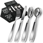 Weighted Utensils for Hand Tremors and Parkinson's Patients - 4 Piece Set Weighted Silverware for Elderly, Arthritis, Weak Hand Grip - Convenient Travel Bag, Stainless Steel, 7 Oz