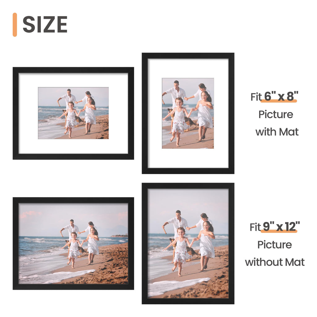 upsimples 9x12 Picture Frame, Gallery Wall Frames Set of 5, Black